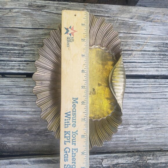 Nautical Brass Sea Shell Shaped Footed Trinket Holder Soap Dish 8.5" Long India - Picture 9 of 9